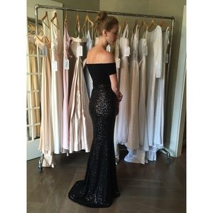 High-waisted sequin maxi trumpet skirt - black